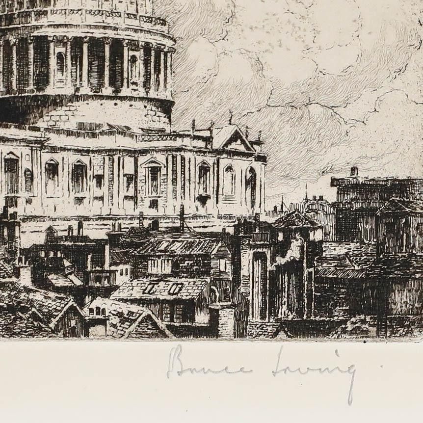 Bruce Irving Early 20th Century Etching, St Paul's photo Art