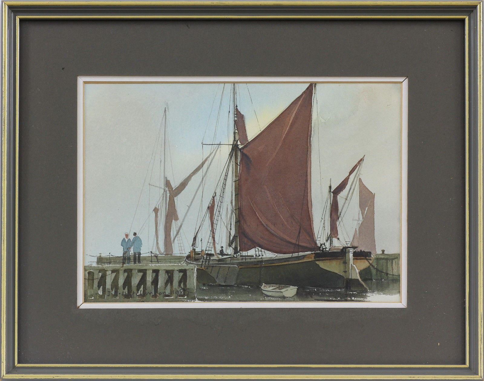 Watercolour By John A. Hutchinson. Titled 'Thames Barge' photo Art