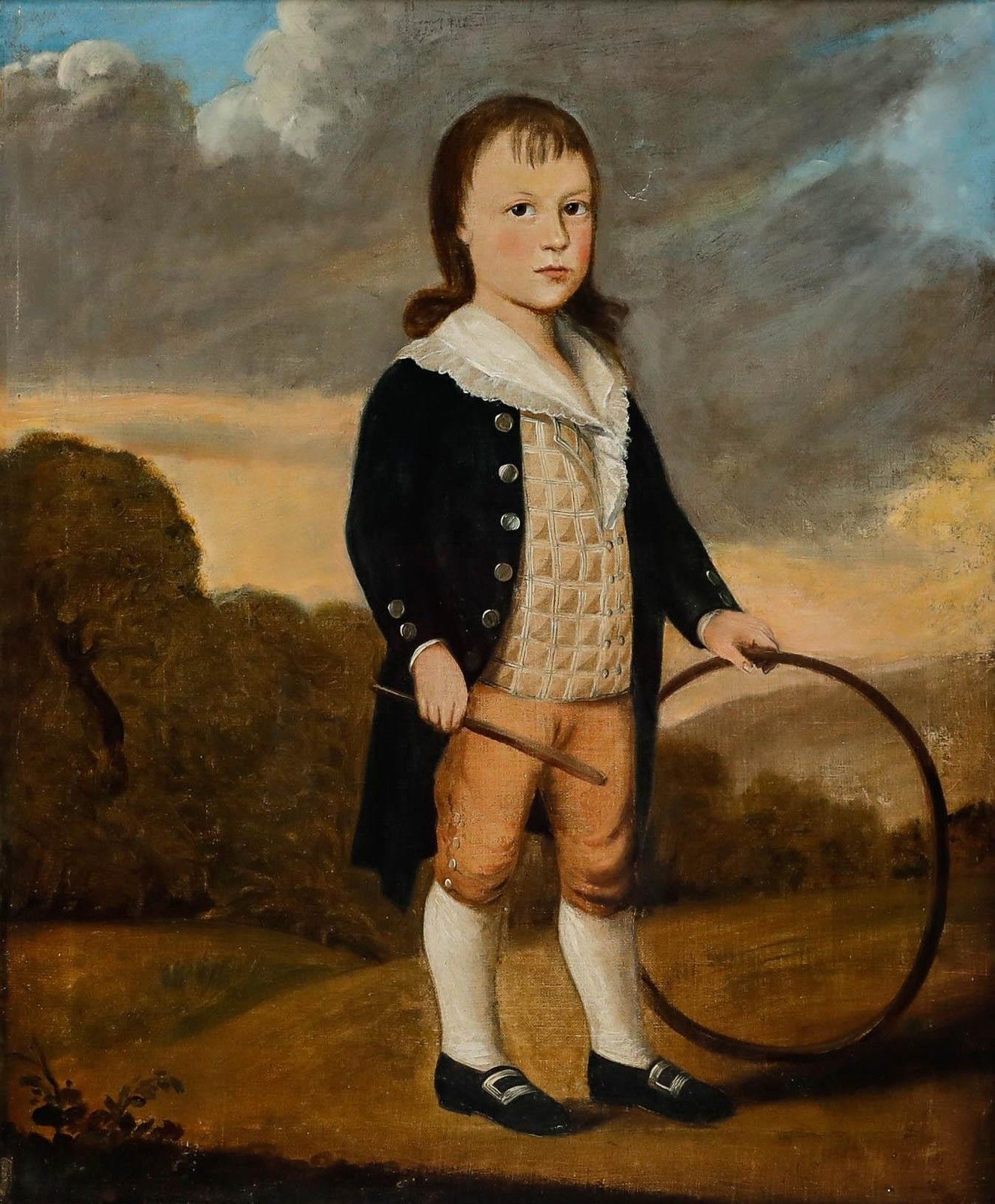 English School 18th Century Oil Boy With A Hoop photo furniture