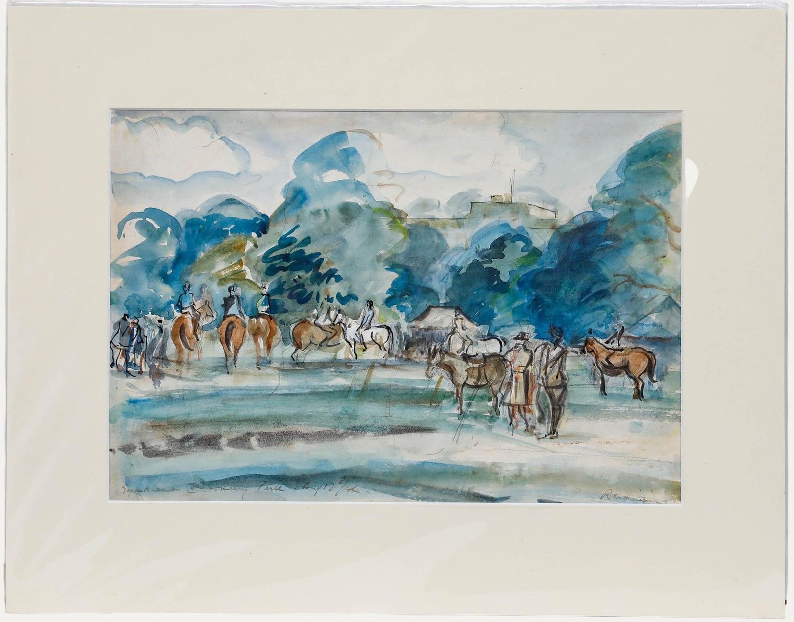 Reginald Wilkinson 1946 Watercolour, Gymkhana At Somerley Park