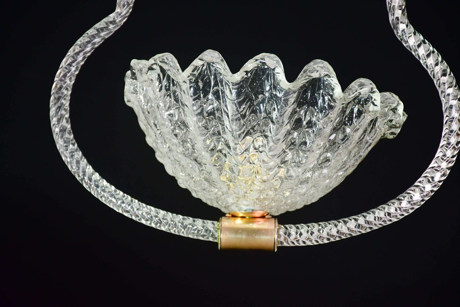 Lighting Charming Art Decò Barovier & Toso Pendant Light Chandelier Murano Glass, 1950s photo