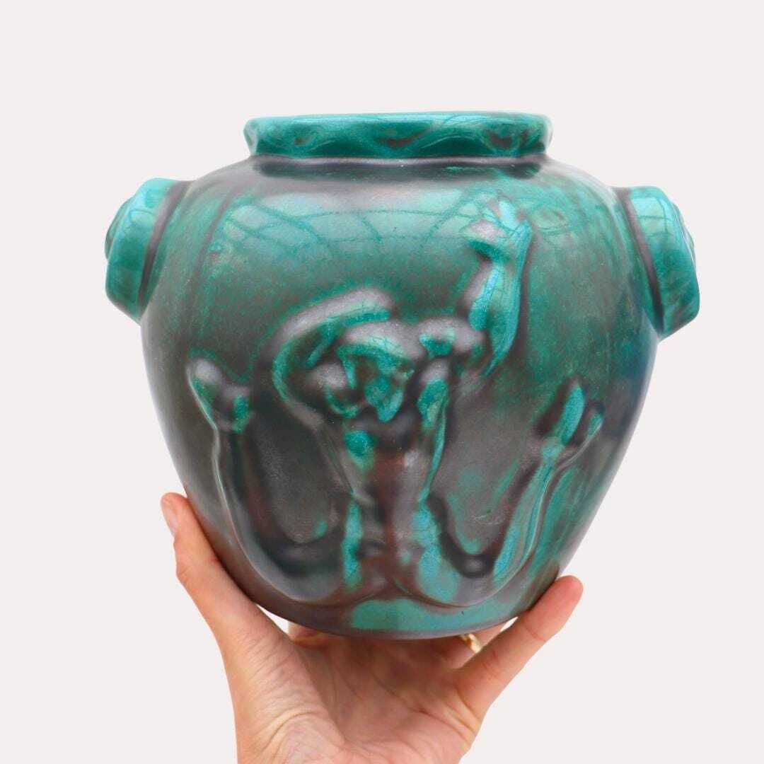 Swedish Art Deco Modernist Vase In Copper Oxide Glaze By Einar Luterkort For Ekeby photo vinterior