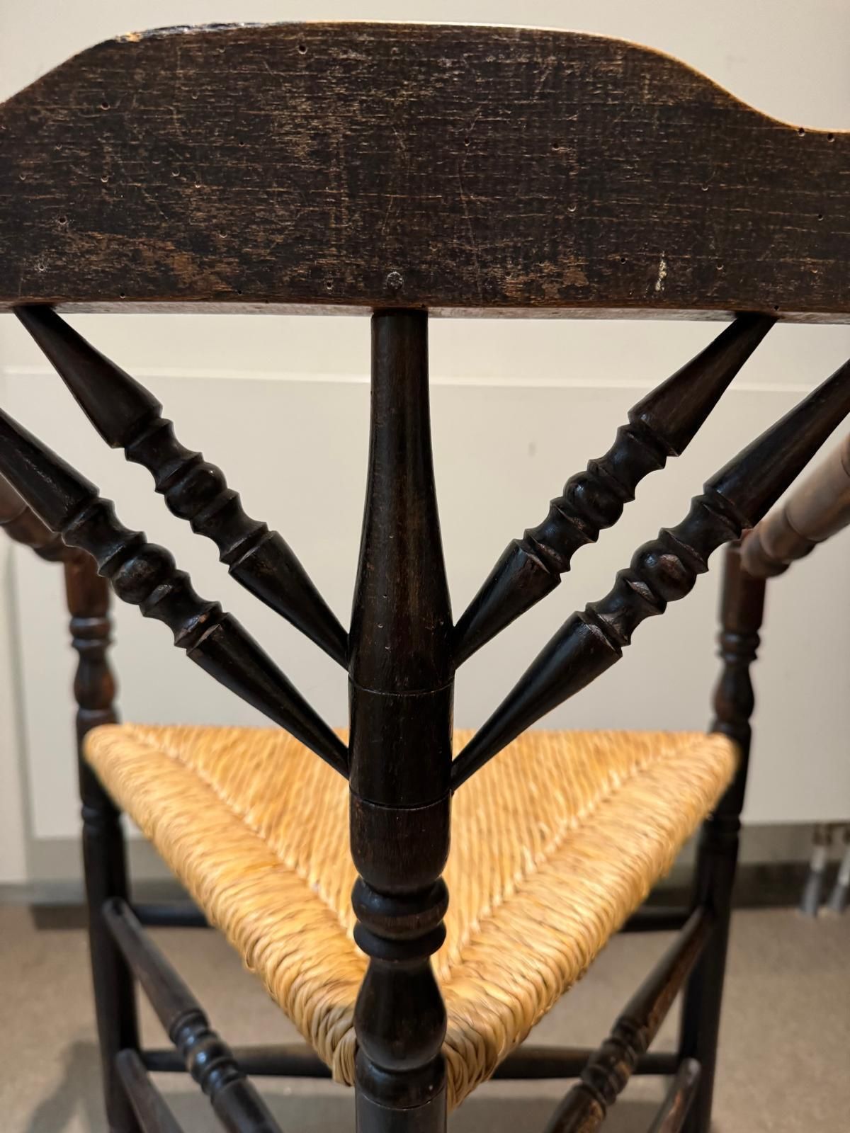 Two Rush Seat Knitting Armchair In An Antique Edwardian Style Triangular Corner Chair, 1900s photo for sale