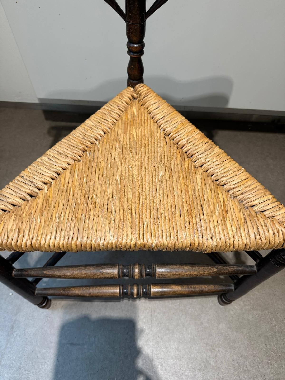 Furniture Two Rush Seat Knitting Armchair In An Antique Edwardian Style Triangular Corner Chair, 1900s photo