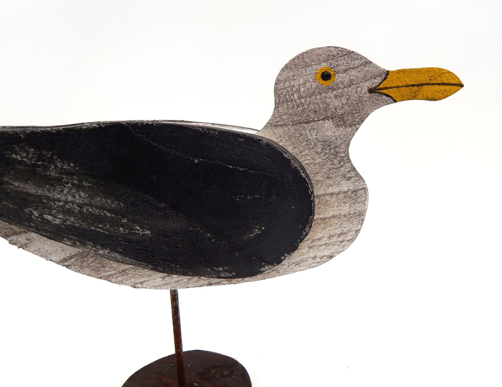 photo vinterior Folk Art Seagull Decoy Sculpture – Reclaimed Wood Coastal Decor, Naive Style   Full Sized