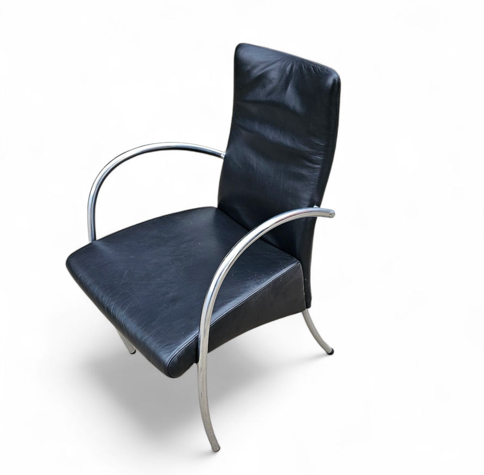 photo for sale 6 X Rare Leather Dining Chair By Hennie De Jong / 1990s