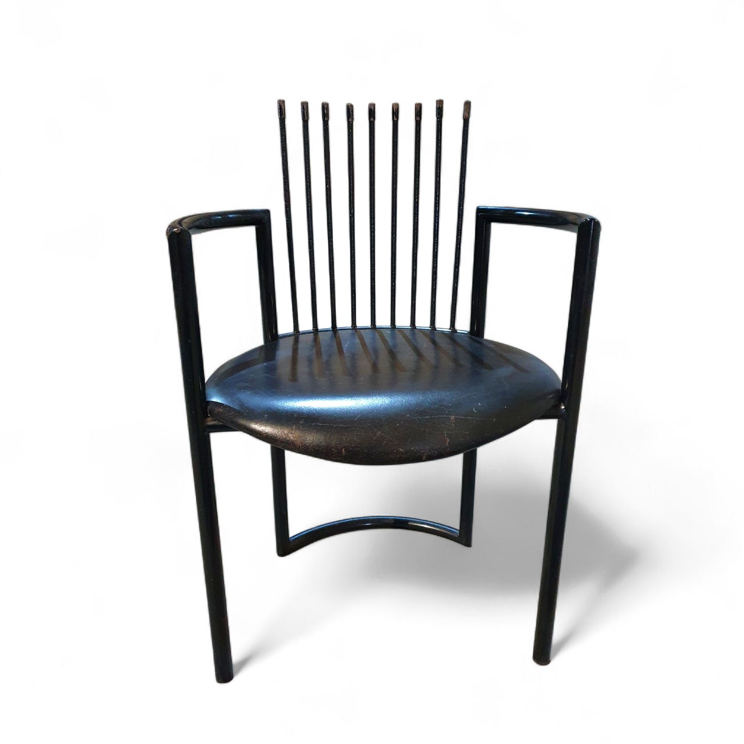 Avant Garde Chair / Leather Seat / Back Rest   Long Springs / Italy 1980s photo vinterior