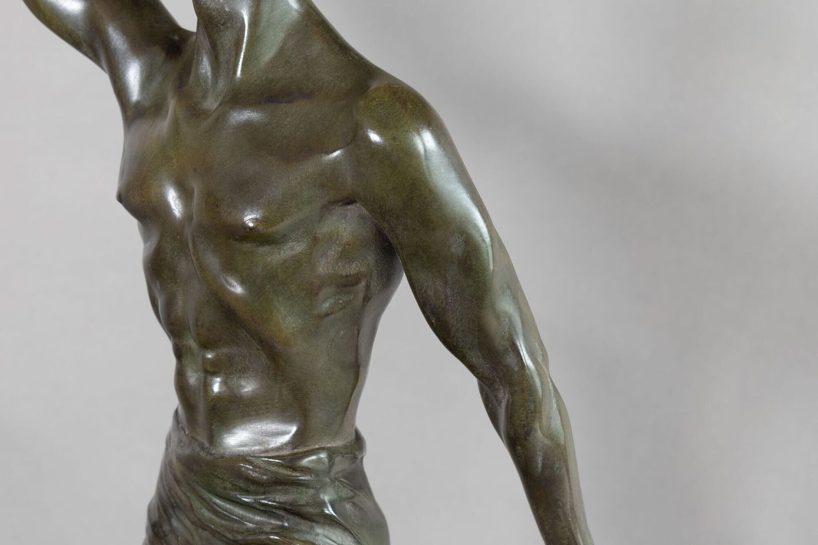 Bronze Olympian Figure, 1930s, Vintage photo Art