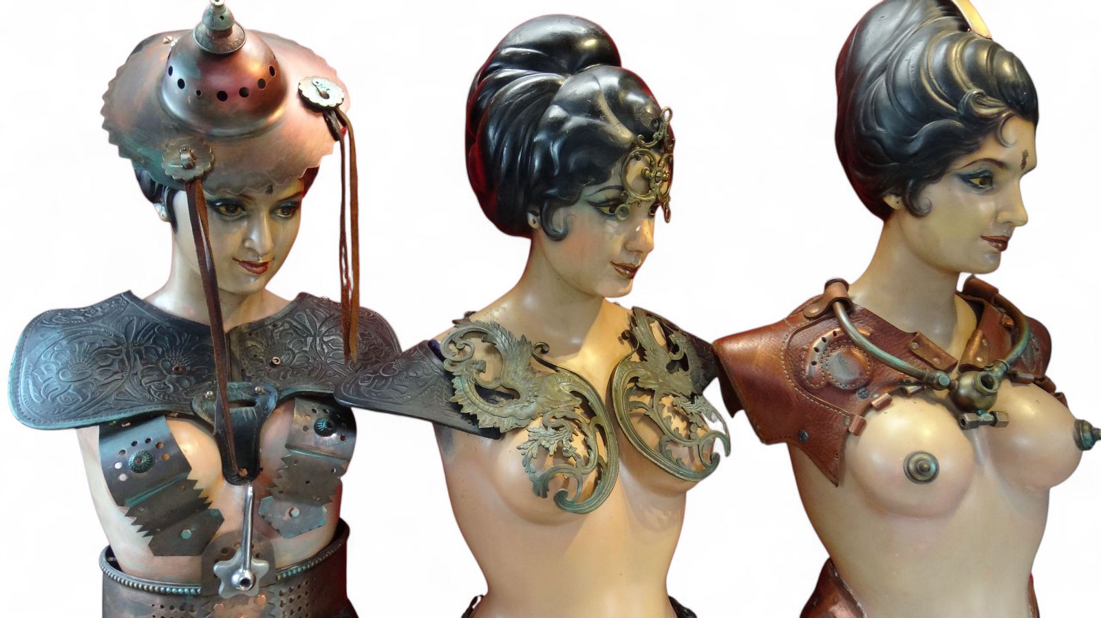 3 X Studio Shilpa Sadhana Life Size Mannequin / Carnival Dummy's / Bombay India 1948 photo furniture