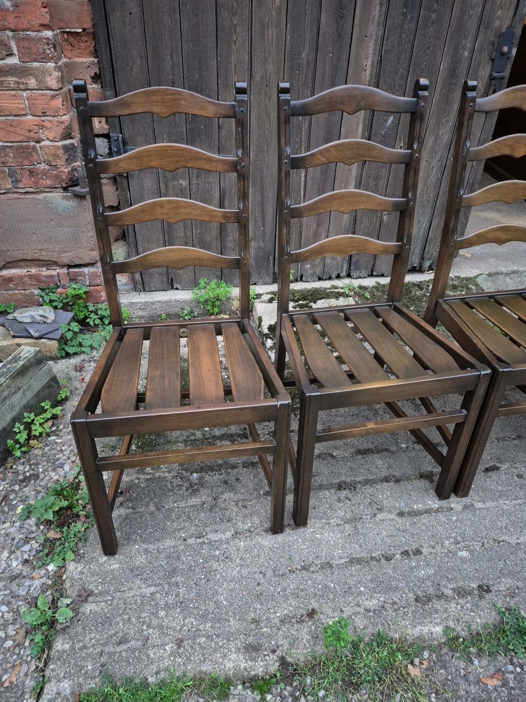 Set Of 4 1970s Ercol 715 Ladderback Dining Chairs Dark Finish, No Cushions. photo furniture