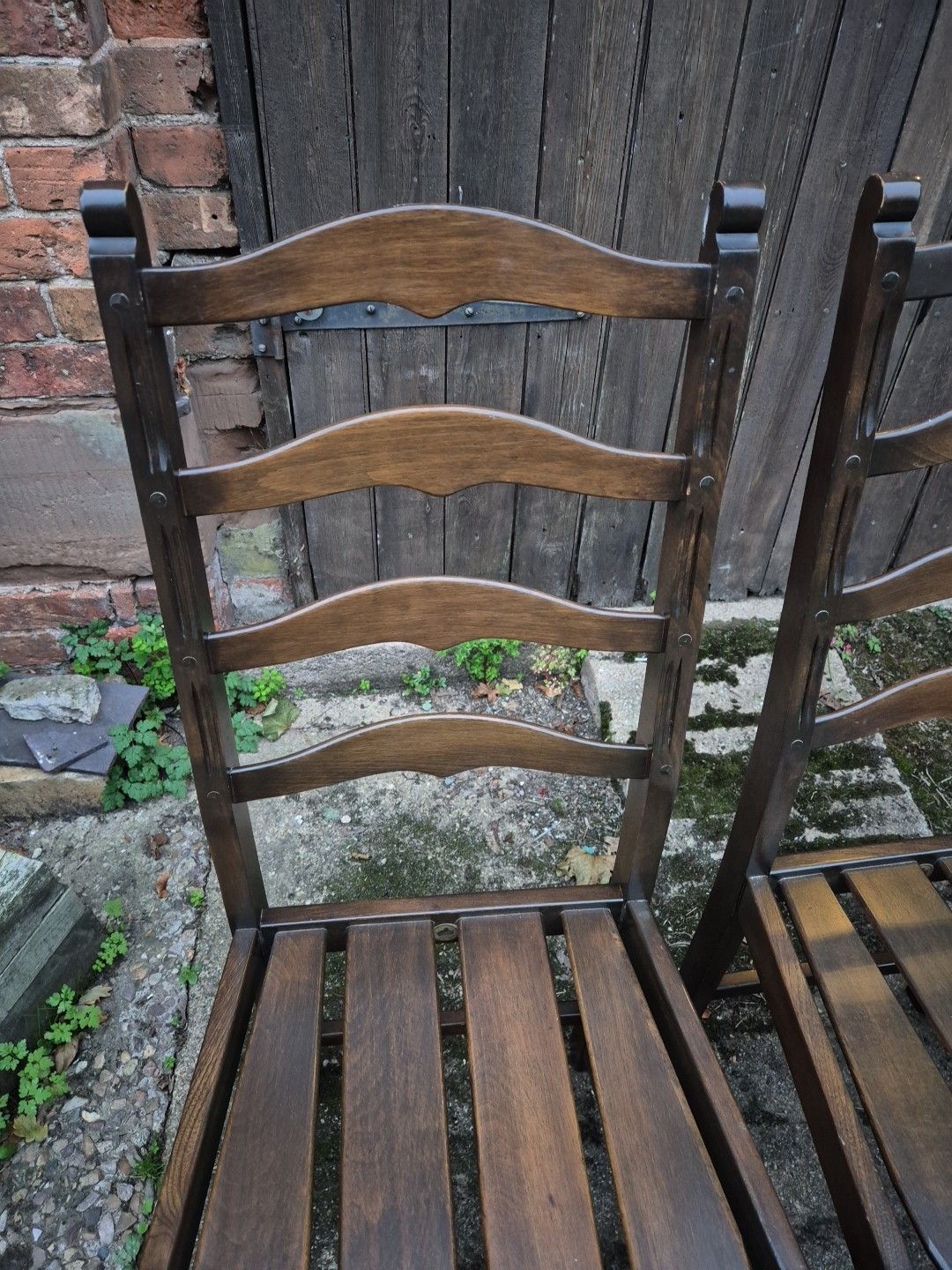 Set Of 4 1970s Ercol 715 Ladderback Dining Chairs Dark Finish, No Cushions. photo vinterior