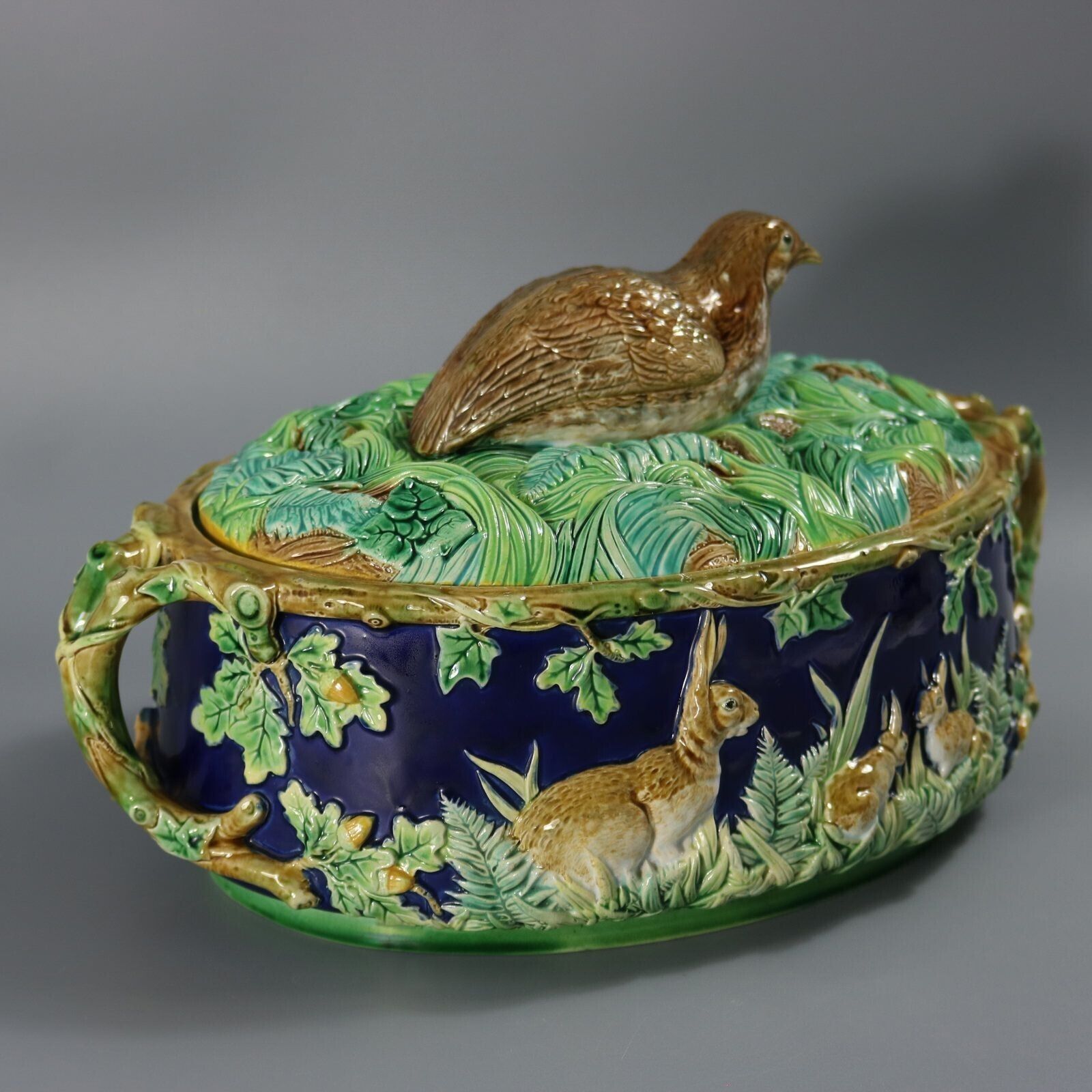 George Jones Majolica Partridge Game Pie Dish photo buy