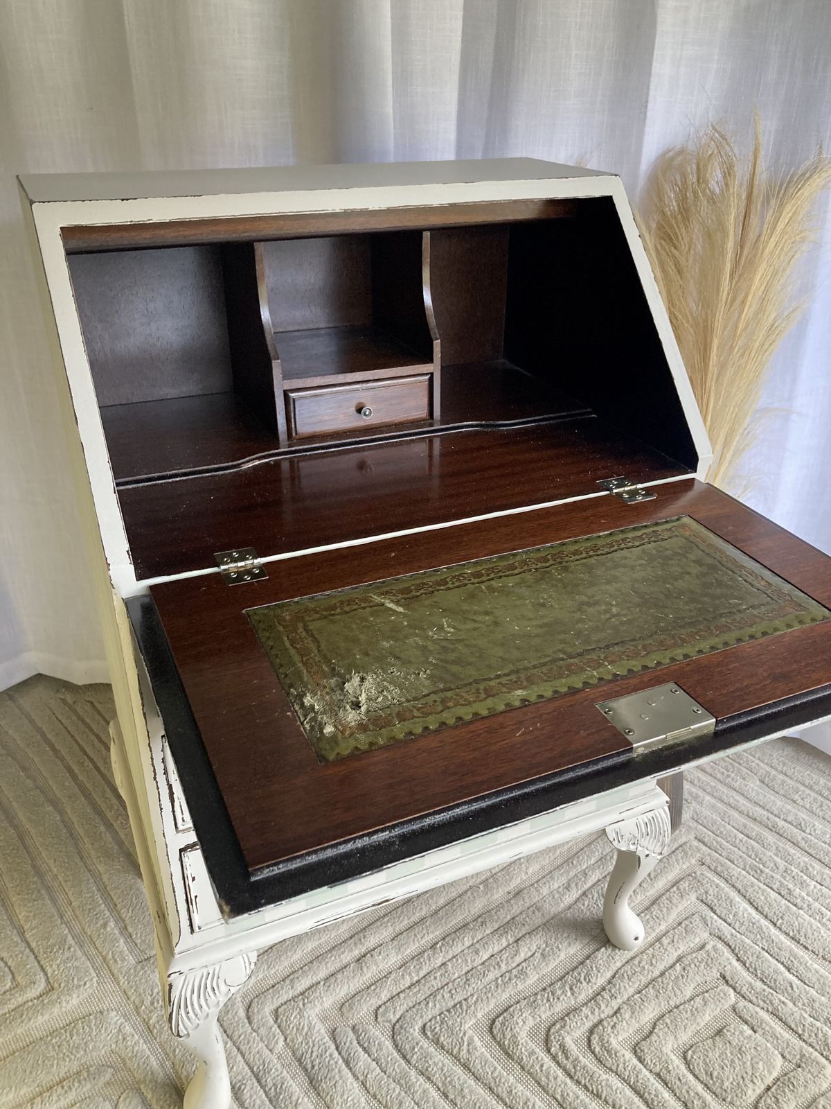 Vintage Bureau With Hand Painted Stripes In F&B Vert De Terre photo Furniture
