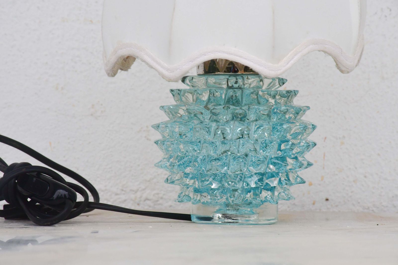 Rare Blu Table Lamp In Rostrato Murano Glass Vase For Barovier & Toso, 1950s photo Lighting