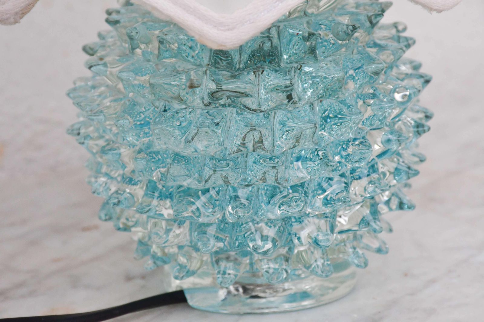 Rare Blu Table Lamp In Rostrato Murano Glass Vase For Barovier & Toso, 1950s photo vinterior