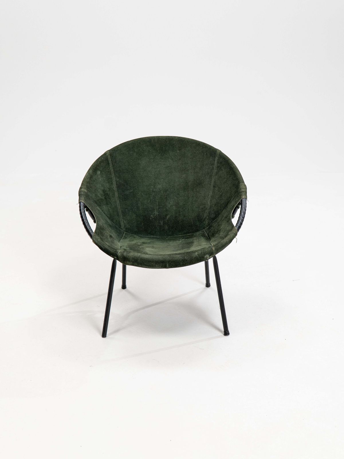 photo for sale Mid Century Balloon Armchair In Green Cocktail Chair From Lusch & Co., 1960s