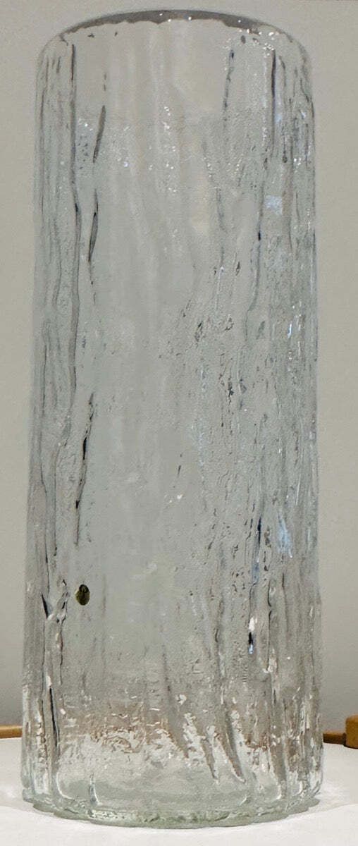 Large 1970s German Peill & Putzler "Bark Or Iced" Clear Glass Cylindrical Vase photo buy