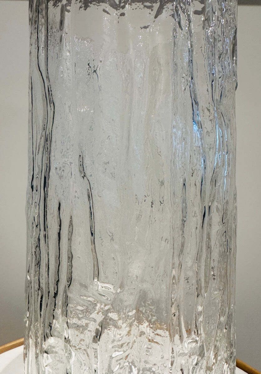 photo vintage Large 1970s German Peill & Putzler "Bark Or Iced" Clear Glass Cylindrical Vase