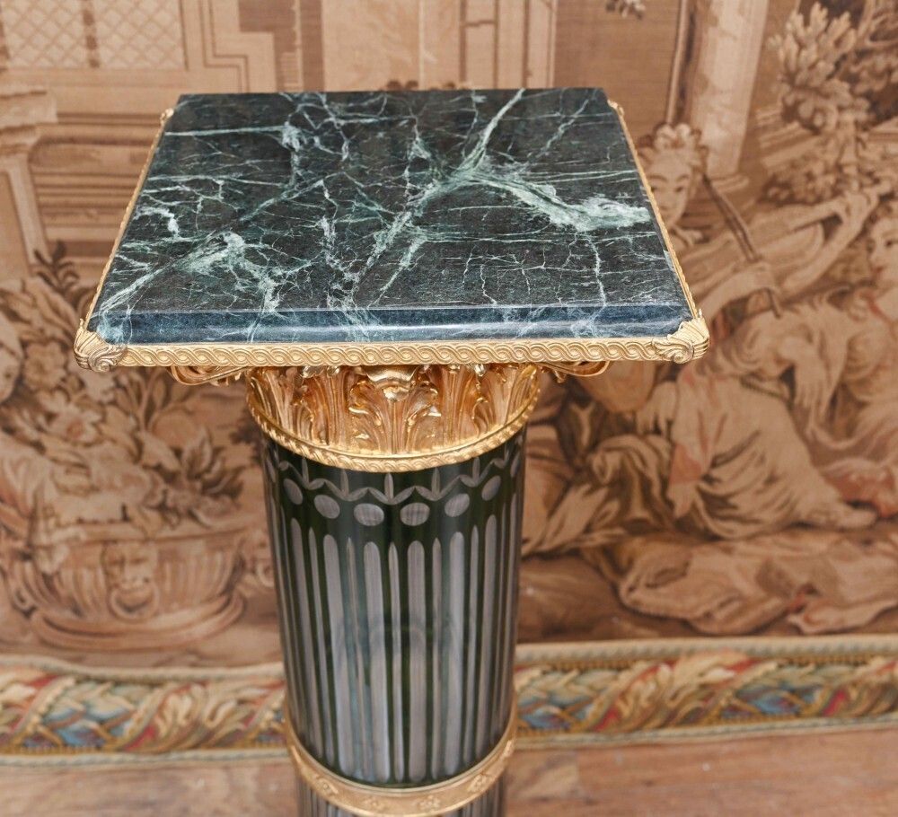 Empire Glass Pedestal Stand Corinthian Column Table photo 3650.0