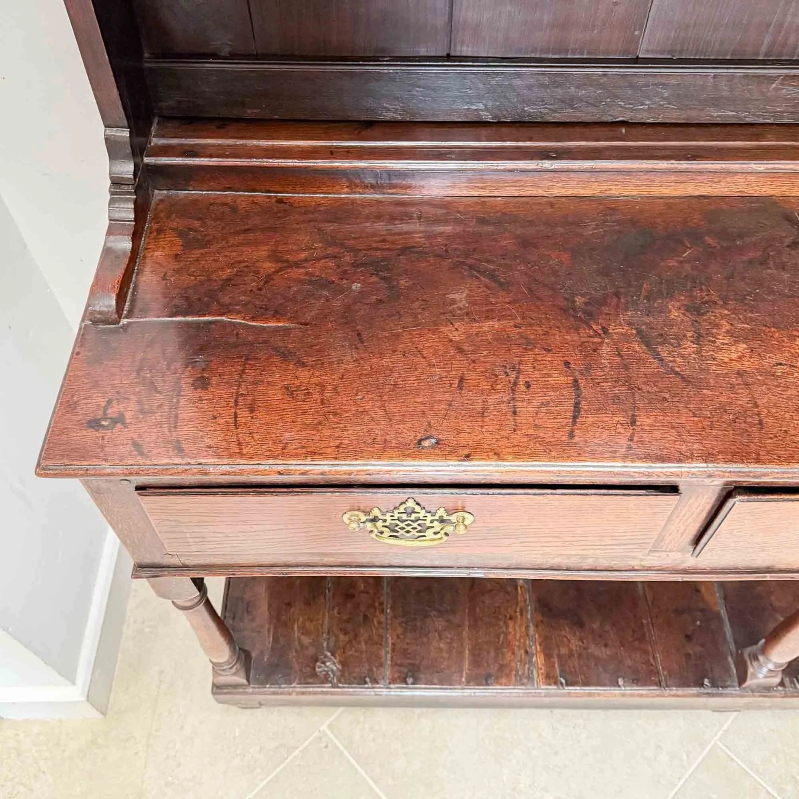 Georgian Oak Welsh Dresser, 18th Century And Earlier photo vintage