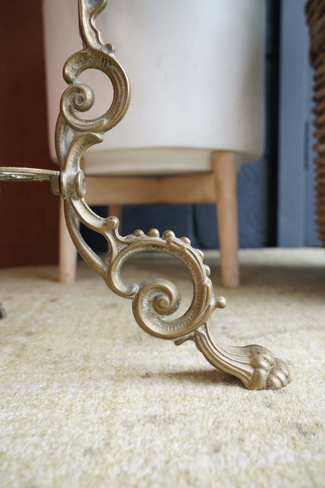 photo for sale Antique Brass Plant Stand – Ornate Victorian Style Display Stand