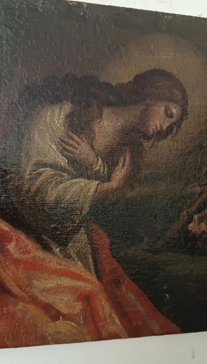 Old Oil On Paper Transferred To Canvas Representing Madeleine Italian School Of The 18th Century photo buy