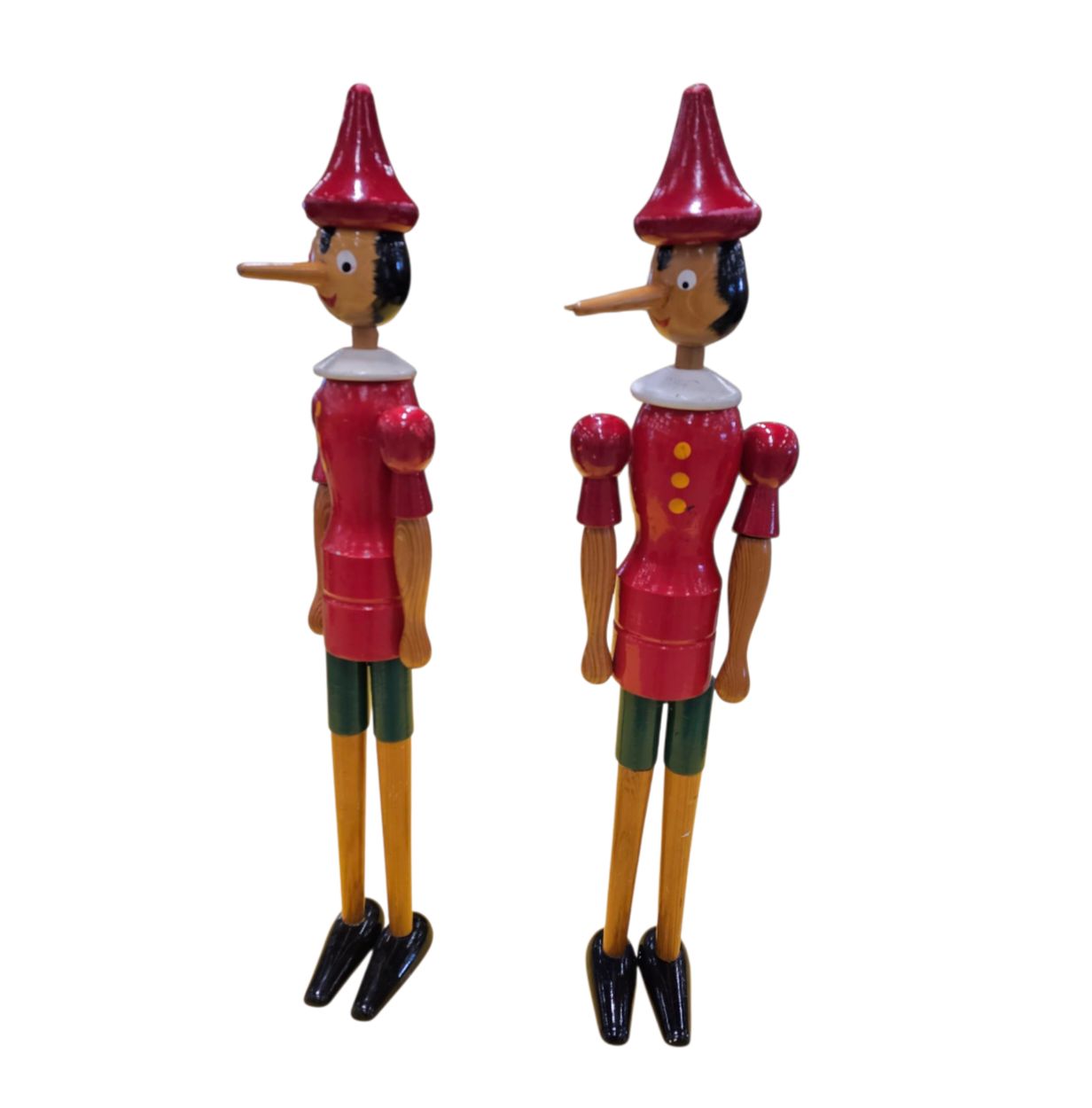 2 X Original Wooden Pinocchio Dolls By Gio Galetti / Italy 70s / Height 80 Cm photo Home Decor