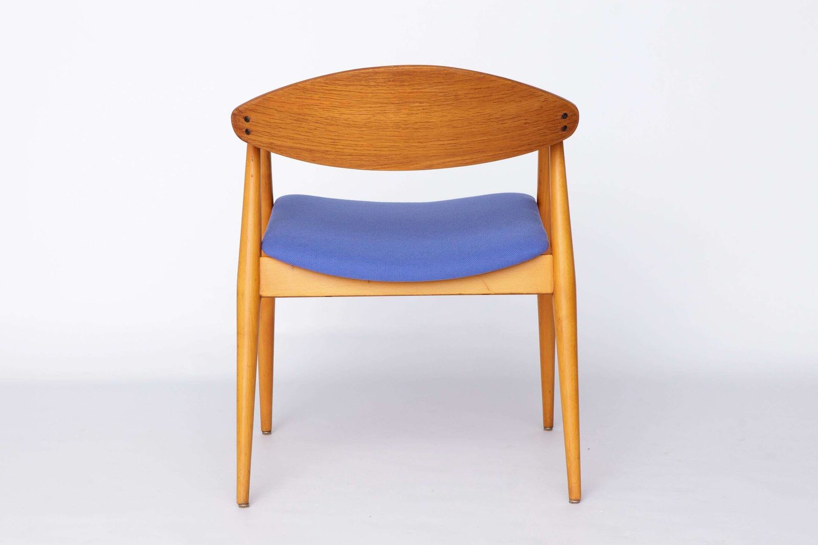Vintage Armchair, 1960s German Design – Beech & Teak, Blue Upholstery, Mid Century Modern Chair, Newly Restored photo buy