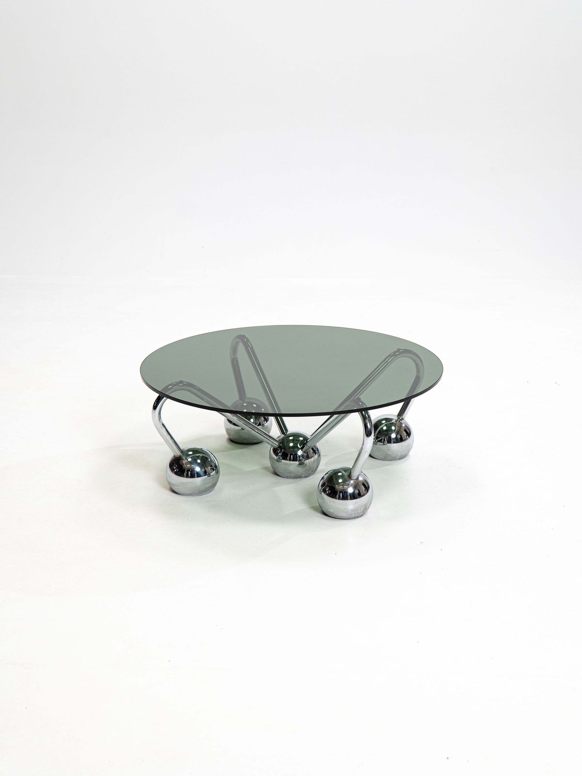 Sputnik Coffee Table In Chromed Metal And Smoked Glass,1970s,Italy photo furniture