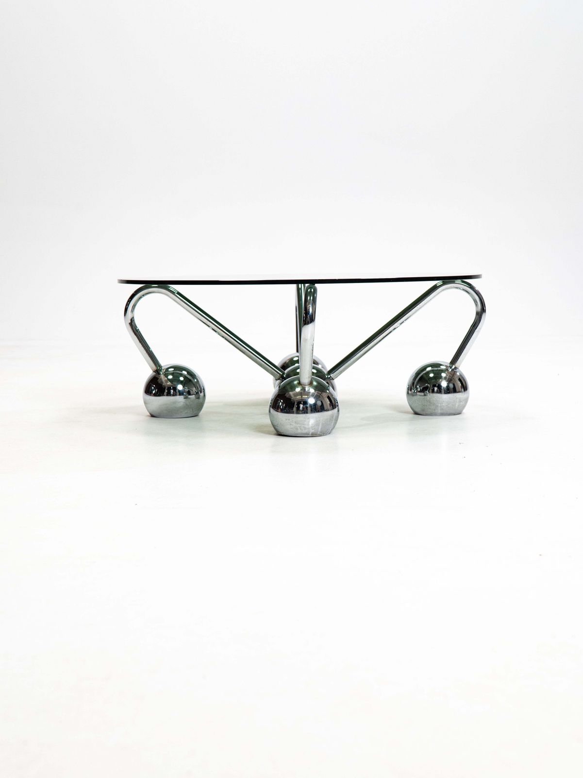 Sputnik Coffee Table In Chromed Metal And Smoked Glass,1970s,Italy photo 1300.0