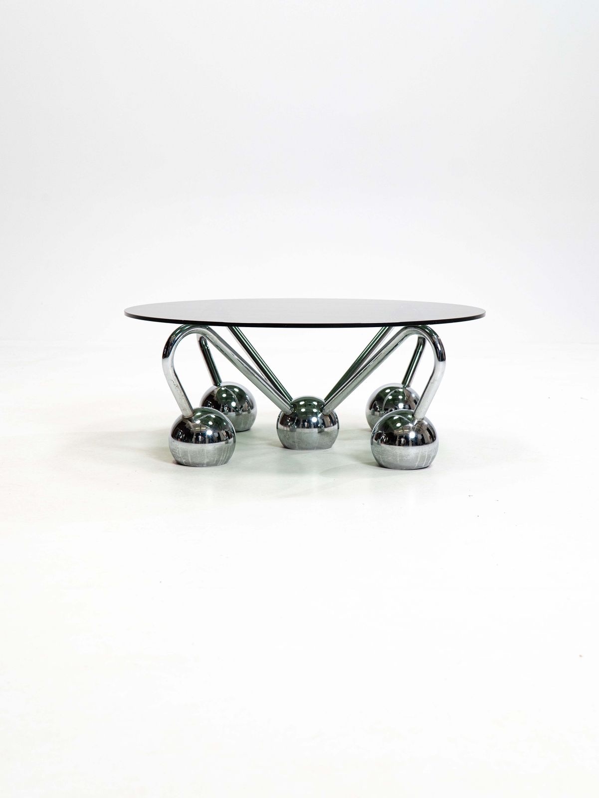 Sputnik Coffee Table In Chromed Metal And Smoked Glass,1970s,Italy photo buy