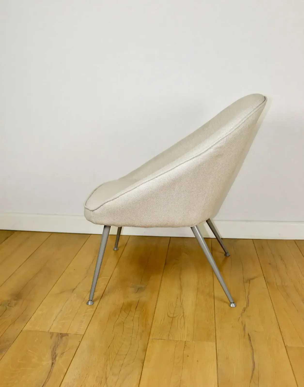 Ivory Beige Shell Armchair From The 1970s On Gray Metal Legs   Beautiful photo buy