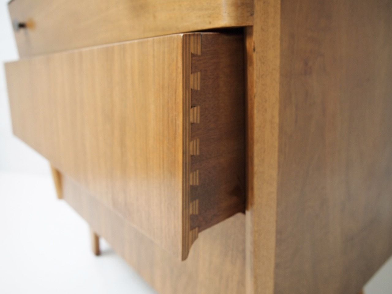 photo furniture Rare English Oak Three Drawer Chest On Splayed Legs.