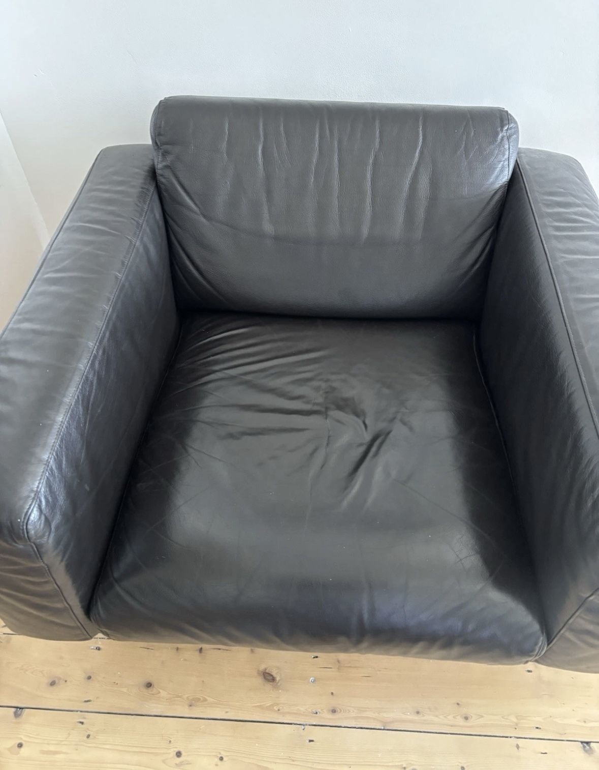 Robin Day 'Days Forum' Vintage  1 Seater Sofa Chair, Habitat Brown Leather photo furniture
