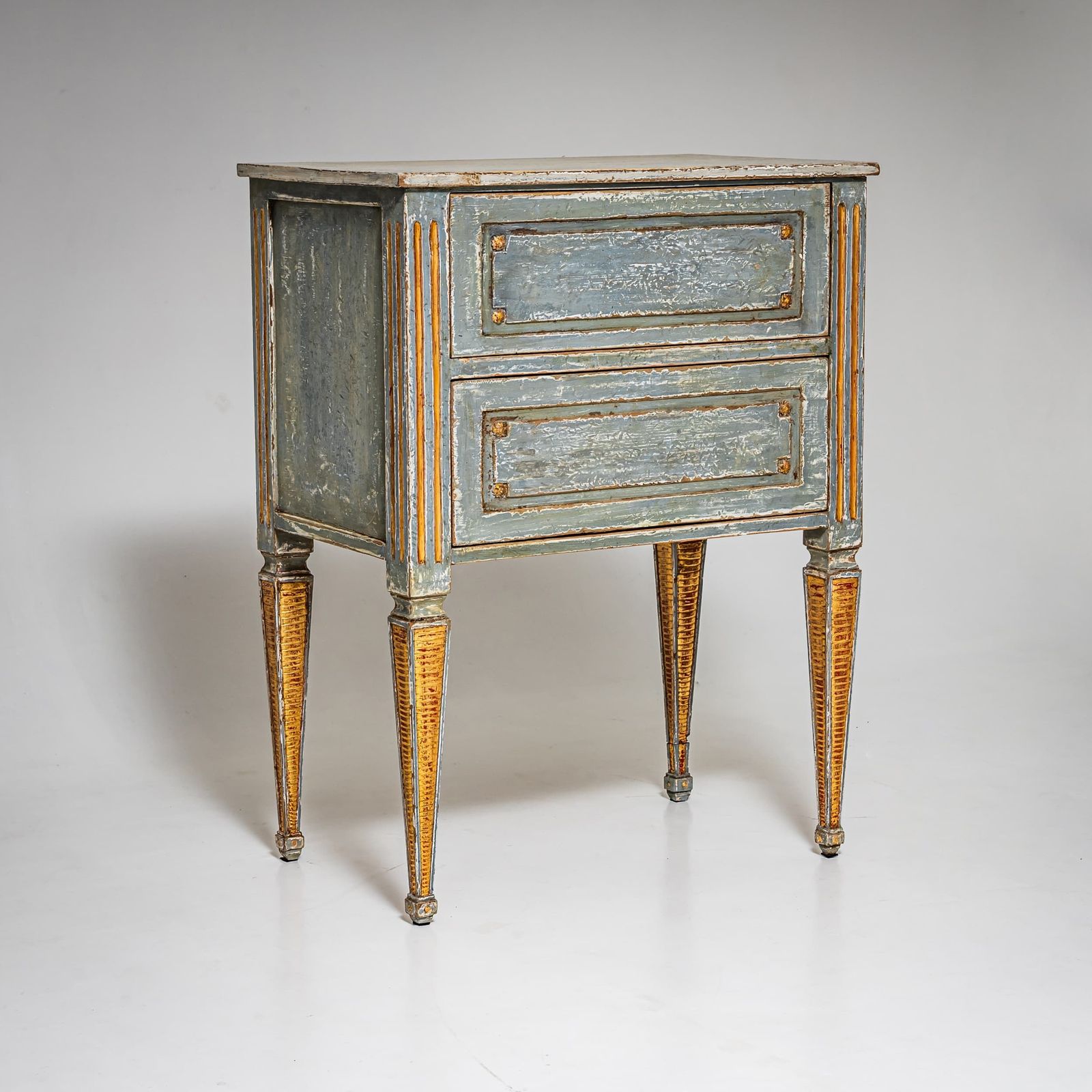 Hand Painted Louis XVI Chest Of Drawers With Gilt Accents, Late 18th Century