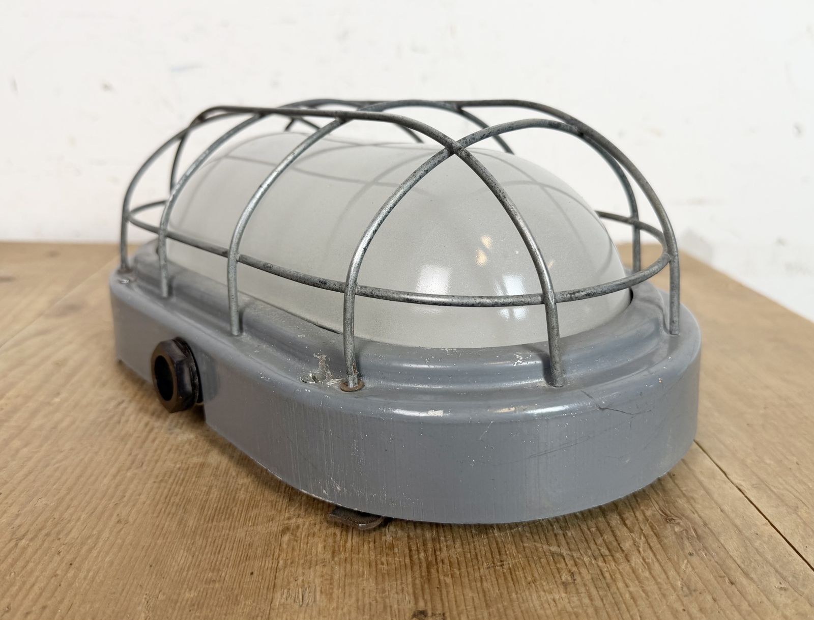Lighting Industrial Grey Wall Light With Milk Glass From Elektrosvit, 1970s, 2x photo
