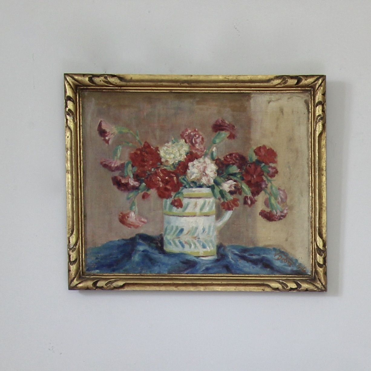 Antique French Floral Painting, Dated 1914 photo buy