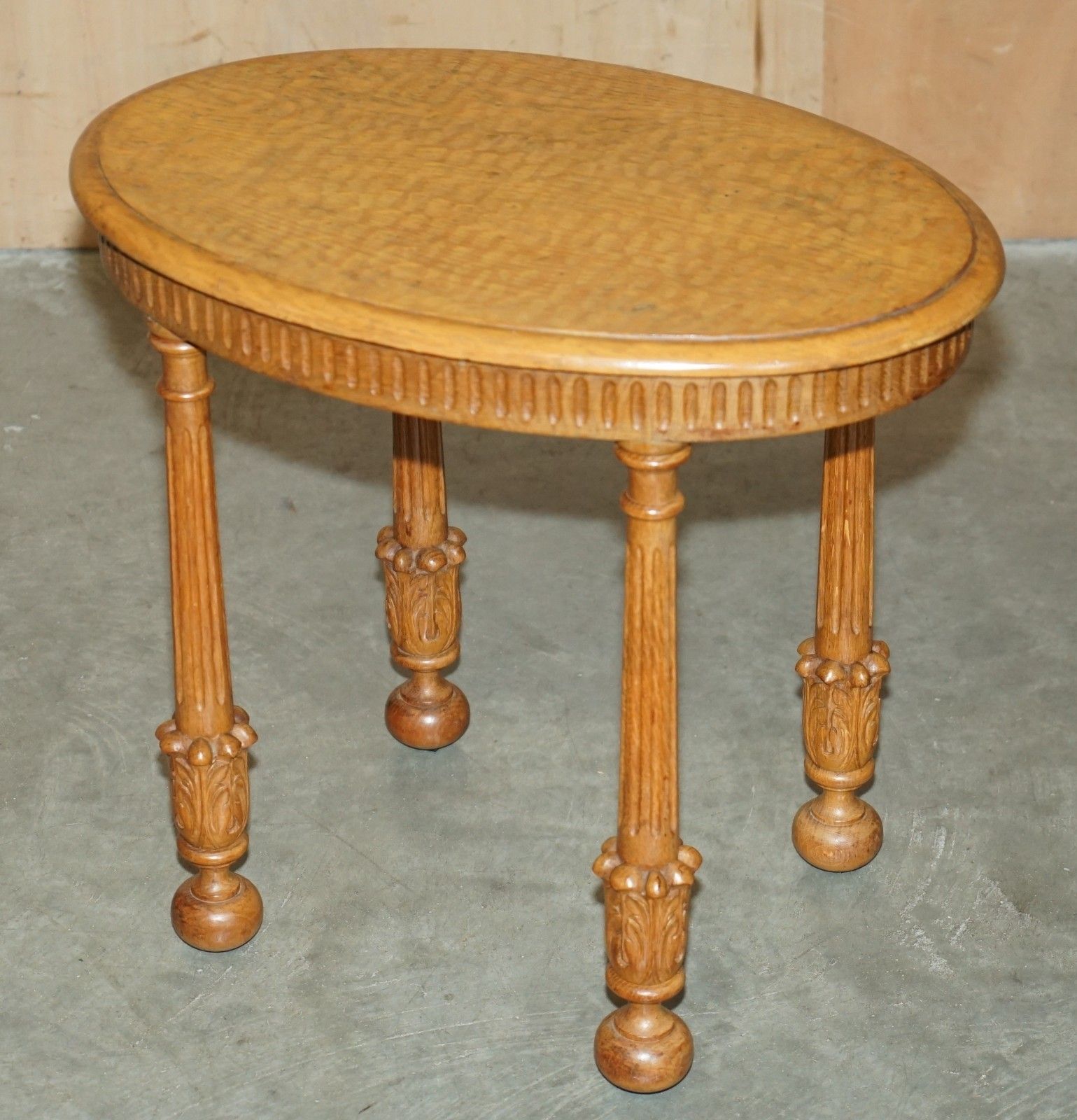 photo buy Stunning Pair Of Adzed Top English Oak Hand Carved Side End Lamp Wine Tables