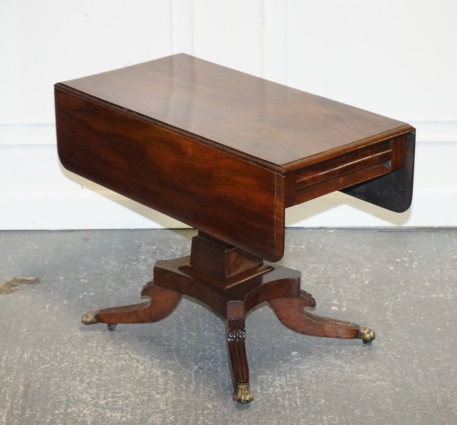 1820s Restored English Antique Pedestal Pembroke Drop Leaf Table With Drawer photo furniture