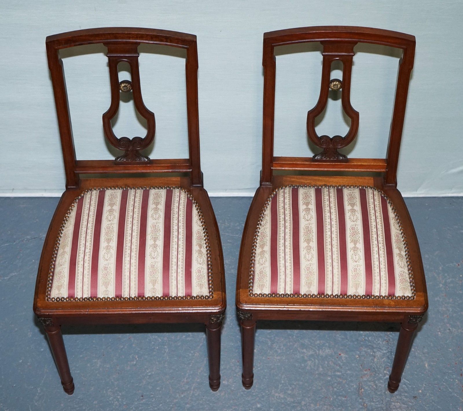 Furniture Pair Of Vintage Hardwood Dining Chairs photo