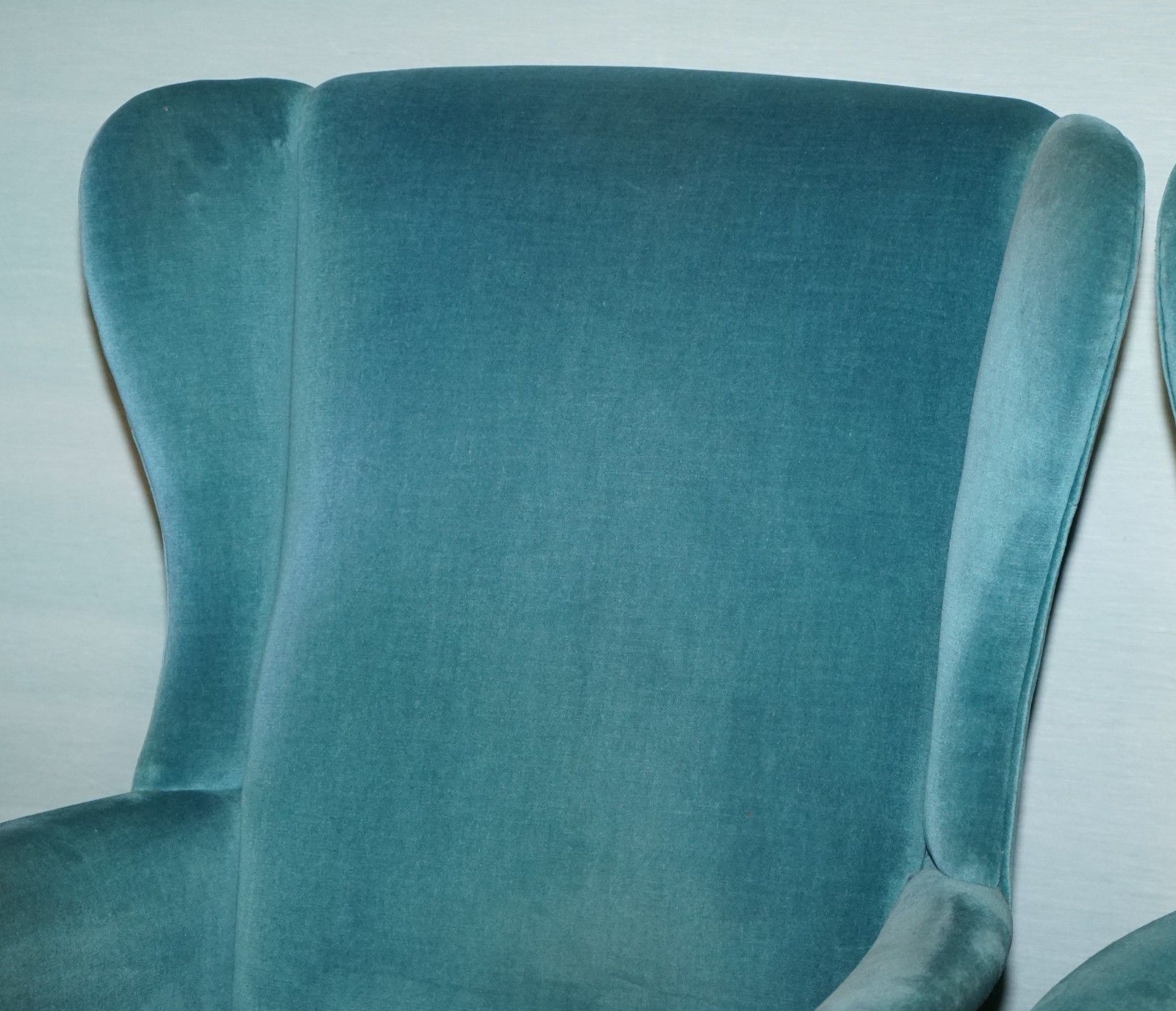 Mid Century Vintage Pair Of Parer Knoll Froxfield Blue Fabric Wingback Armchairs photo Furniture