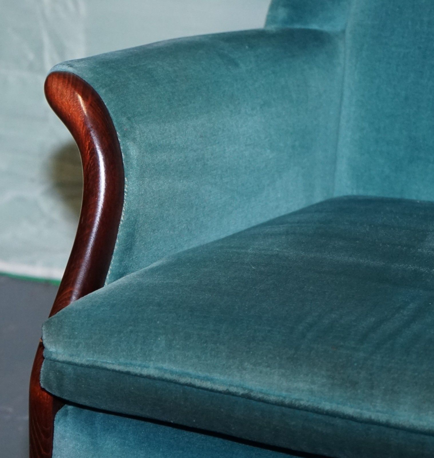 Mid Century Vintage Pair Of Parer Knoll Froxfield Blue Fabric Wingback Armchairs photo vintage