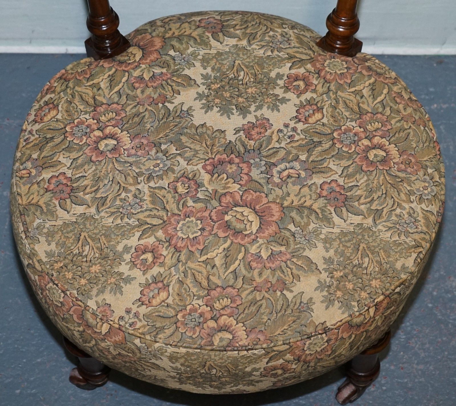 900.0 Antique Victorian Tapestry Nursing Chair With Floral Flower Design photo