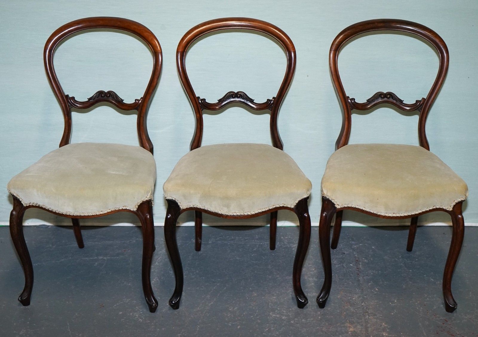 Set Of Six Circa 1860 Victorian Balloon Back Dinning Chairs photo for sale
