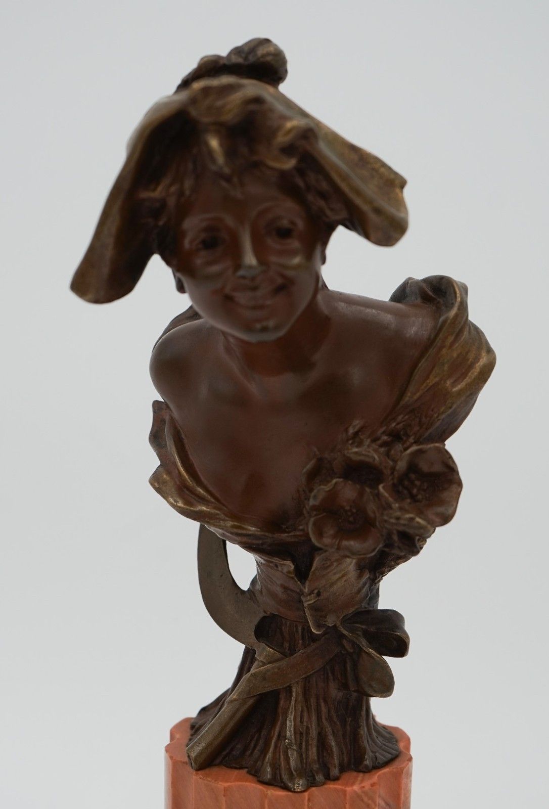 Antique 1885 1930 George Van Der Straeten Bronze Bust Of Dutch Lady photo Art