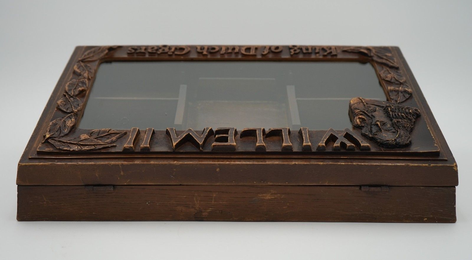 Furniture Antique Anglo Dutch Cigar Co. Willem II Oak Glazed Shop Counter Display Cabinet photo