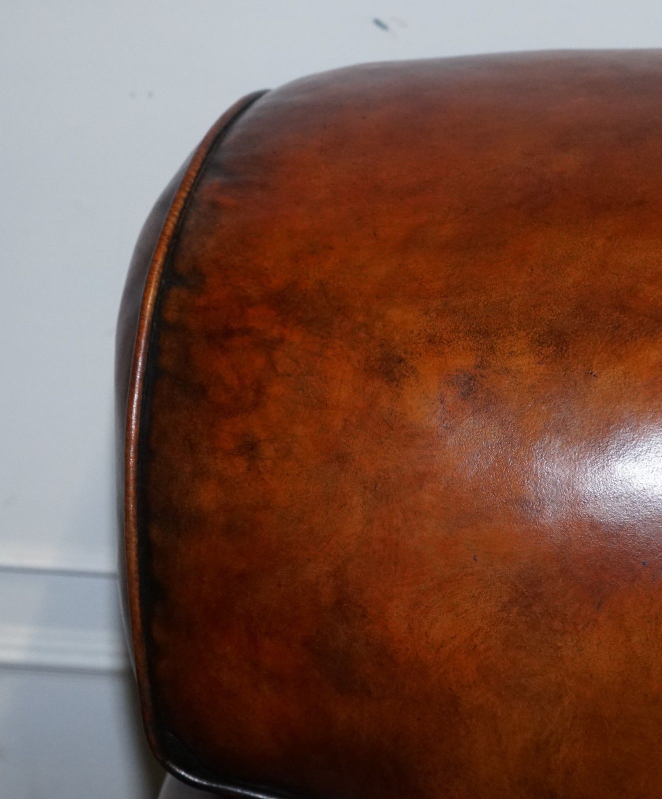 Large Pair Of Howard Style Hand Dyed Leather Armchairs Feather Filled Cushions photo vinterior
