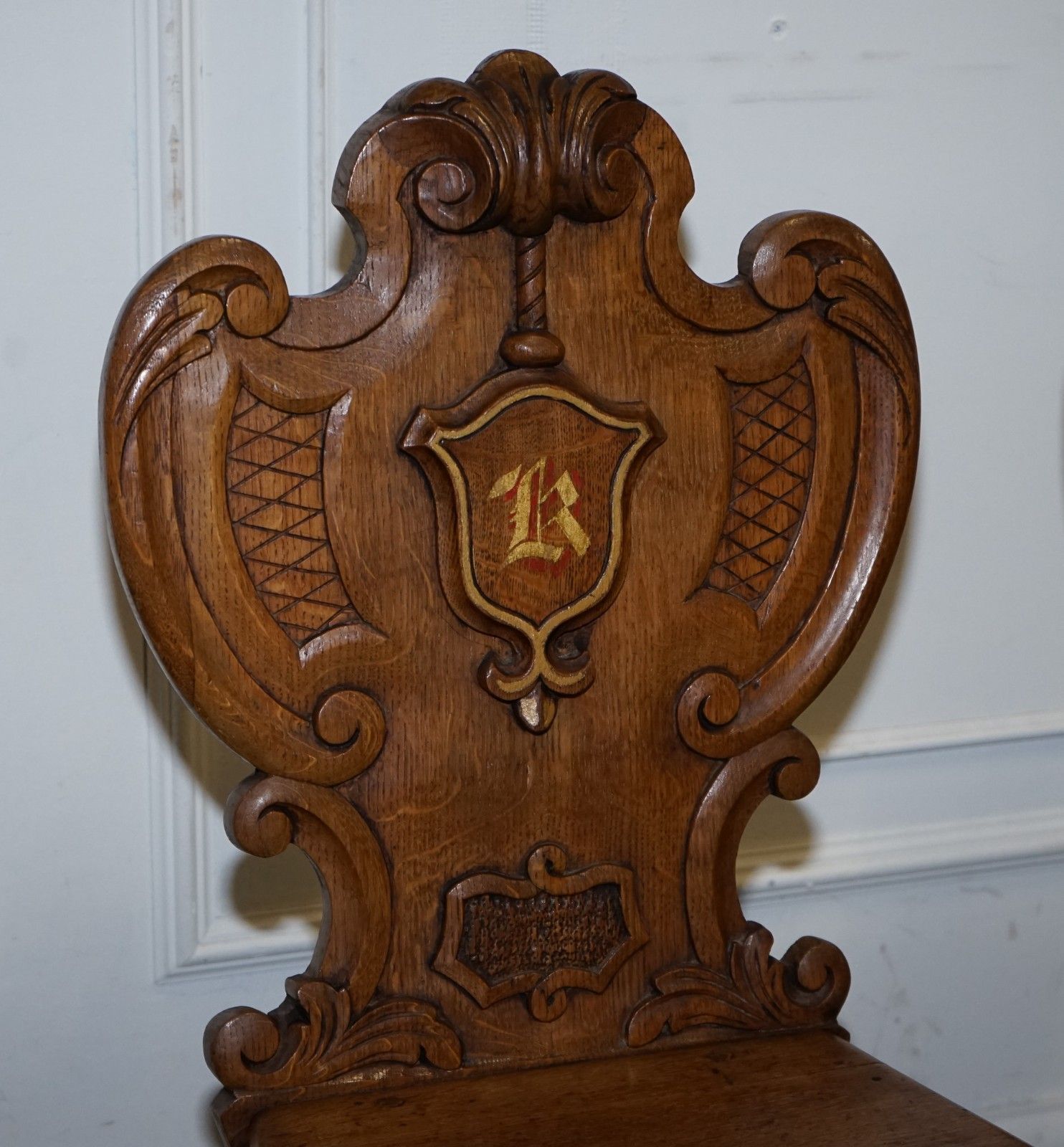 Antique Pair Of Victorian Solid Oak Carved Hallway Chairs With Lion Paw Feet photo Furniture