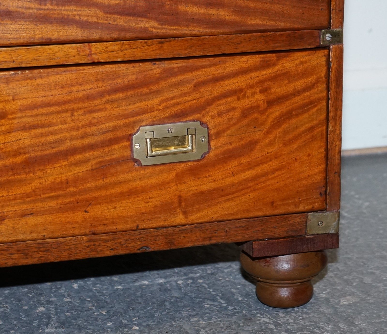 Antique 19th Century Satinwood Military Campaign Chest Of Drawers Lots Of Patina photo vintage