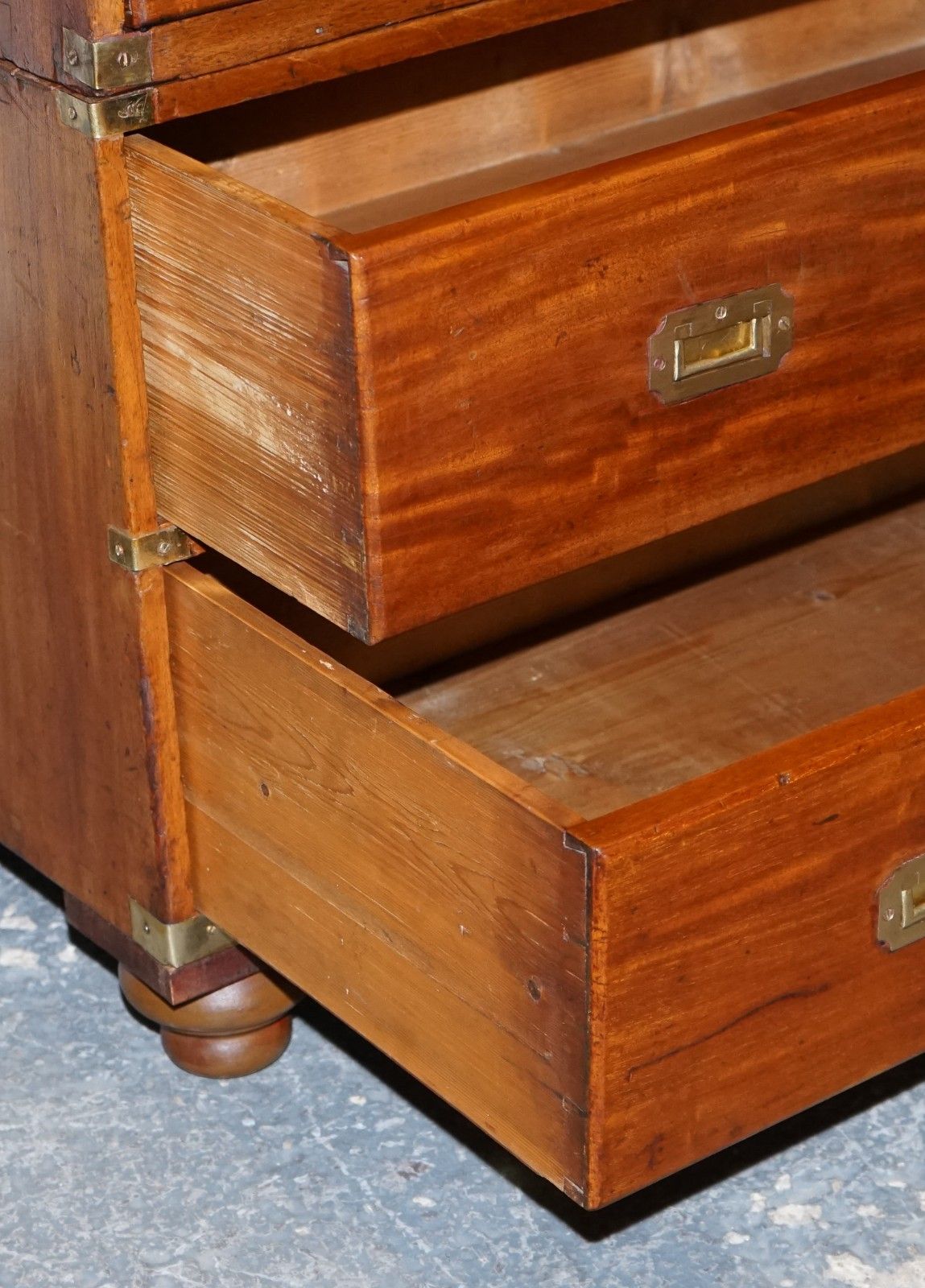 photo for sale Antique 19th Century Satinwood Military Campaign Chest Of Drawers Lots Of Patina